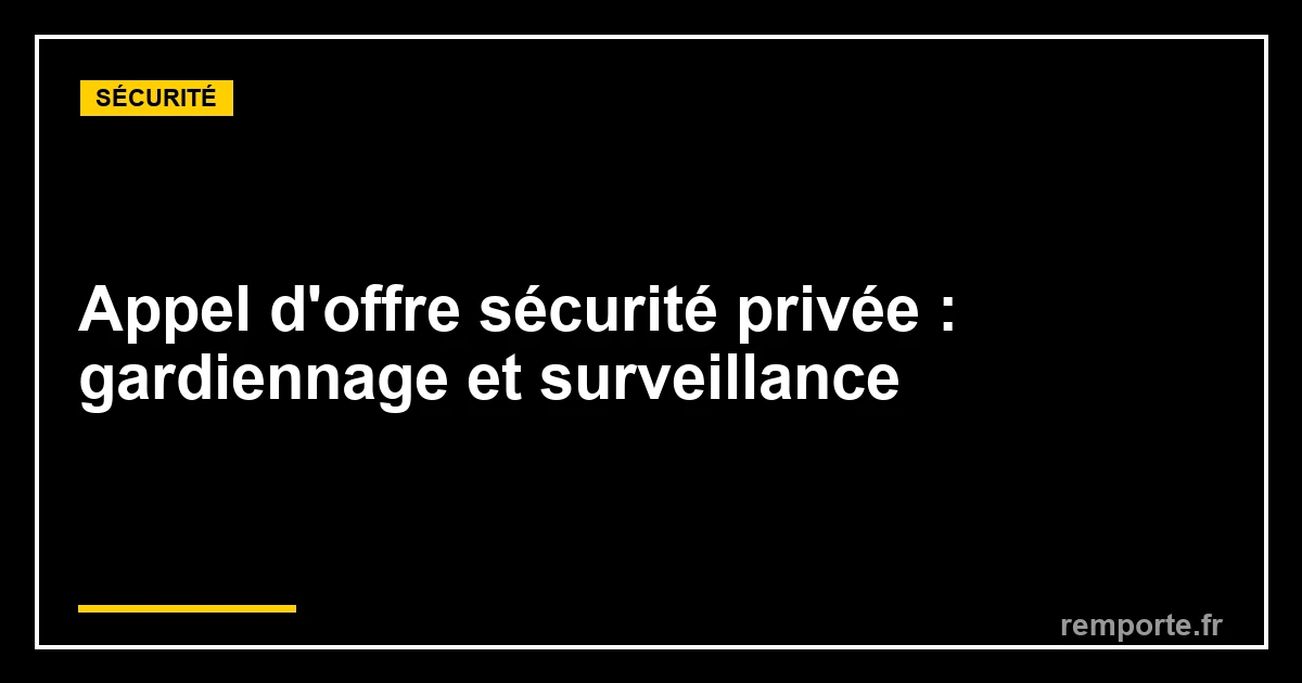 Appel d'offre sécurité privée gardiennage surveillance marchés publics CNAPS plan de sécurité