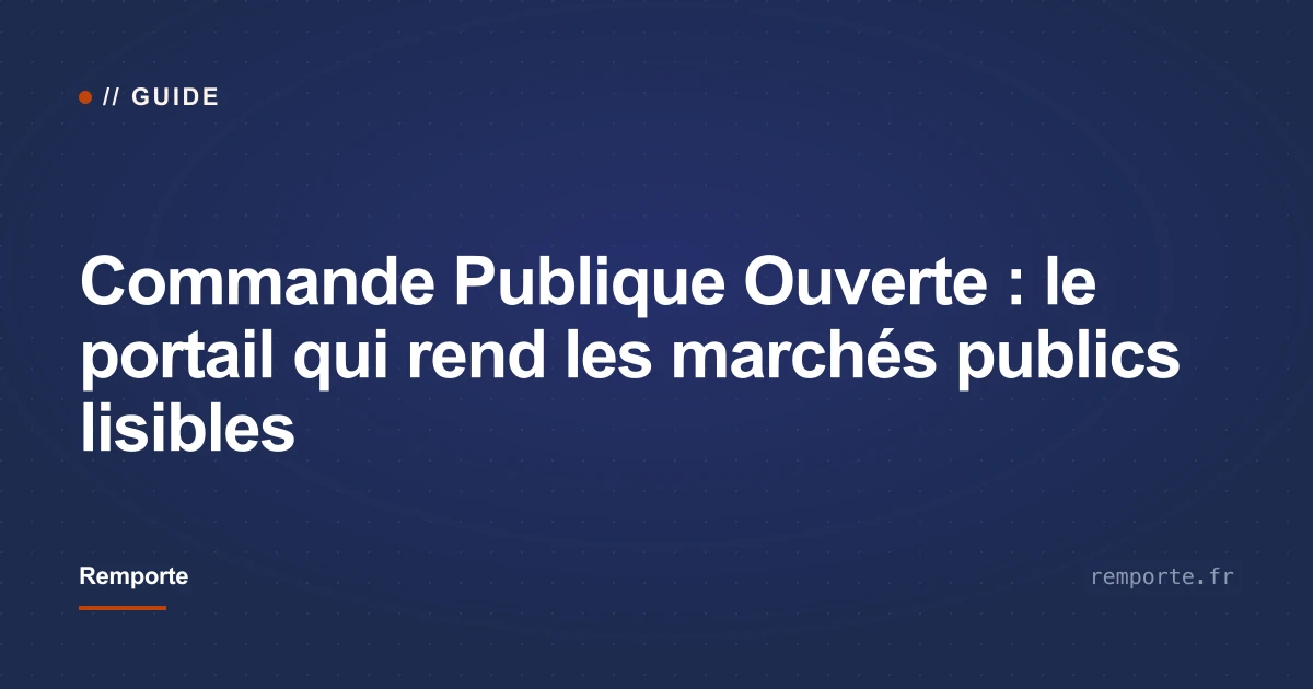 Portail Commande Publique Ouverte agrégeant les données DECP des marchés publics