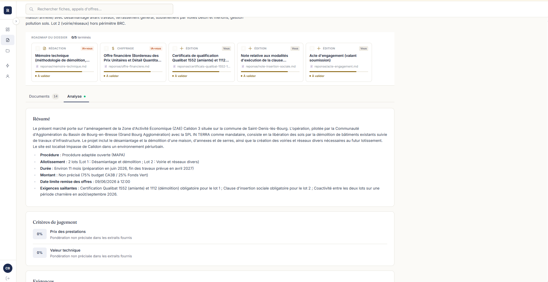 Vue dossier